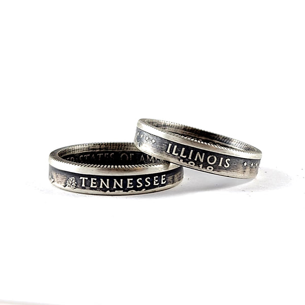 90% Silver State Quarter Narrow Band Coin Ring