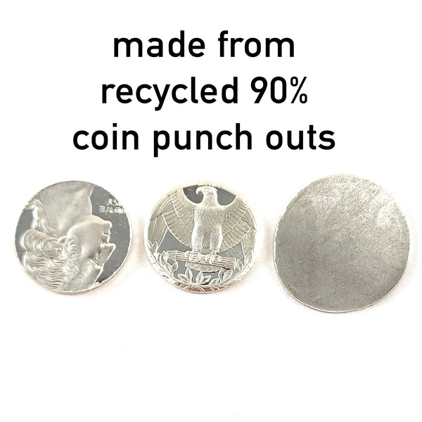 Recycled Coin Silver Mystic Tattoo Engraved Saddle Ring