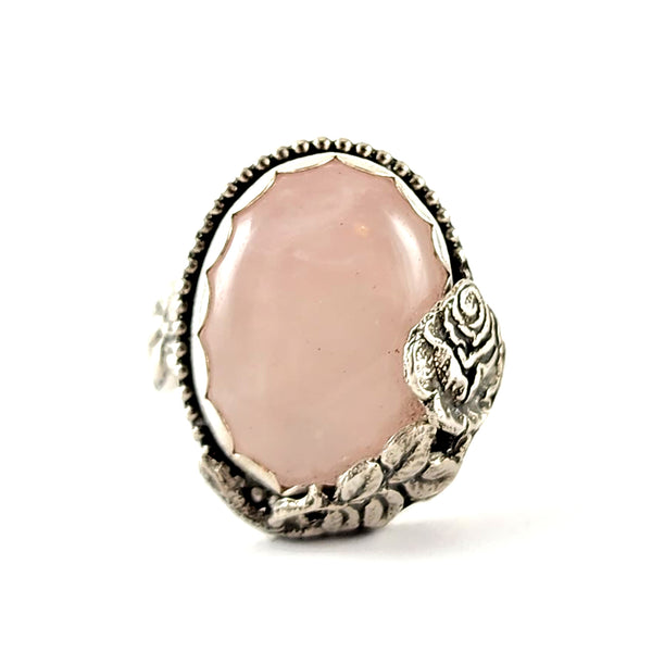 Sterling Silver Rose Quartz Spoon Ring Size 8 by Midnight Jo 1888 wallace