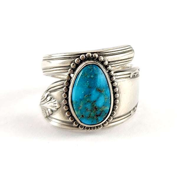 Sterling Silver Turquoise Spoon Ring Size 8 by Midnight Jo