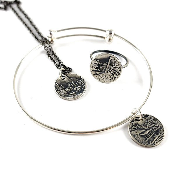 Silver National Park Quarter Narrow Band Punch Out Jewelry - Necklace, Bracelet or Stacking Ring