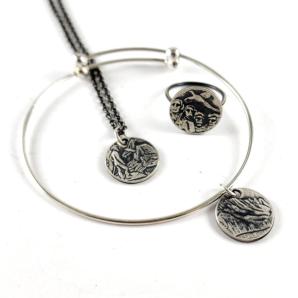 90% Silver State Quarter Narrow Band Punch Out Jewelry - Necklace, Bracelet or Stacking Ring