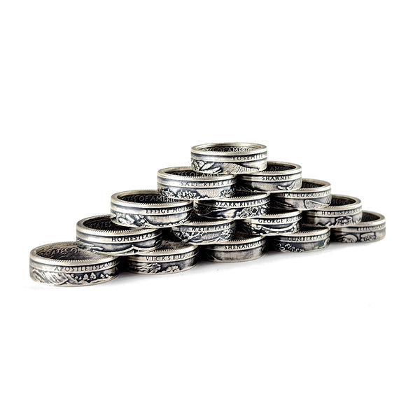 90% Silver National Park Quarter Ring coin rings by midnight jo