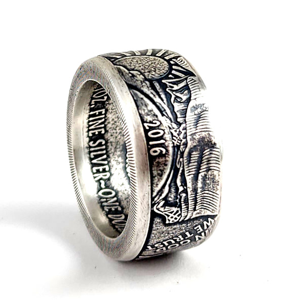 99.9% Fine Silver American Silver Eagle Coin Ring by Midnight Jo ASE