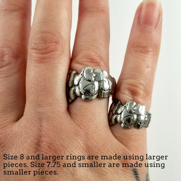 Vintage Tenderheart Care Bear Stainless Steel Spoon Ring - Size 7.75 & Smaller