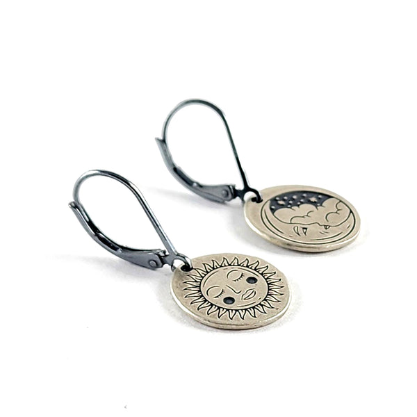Sterling & Coin Silver Mystic Tattoo Engraved Dangle Earrings custom engraving