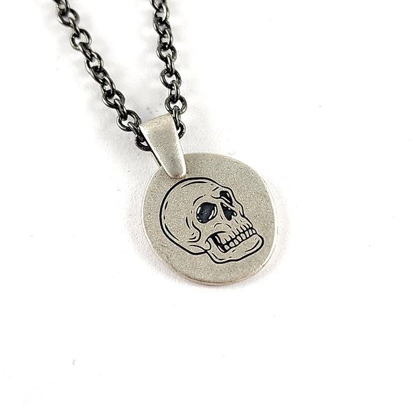 Recycled Coin Silver Mystic Tattoo Engraved Small Charm Necklace by midnight jo