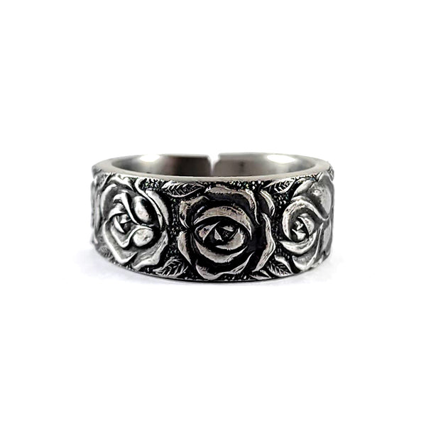 Floral Roses Stainless Steel Spoon Ring Midnight Jo unique 5th wedding anniversary gift