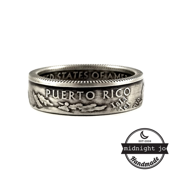 Silver Puerto Rico coin ring by midnight jo