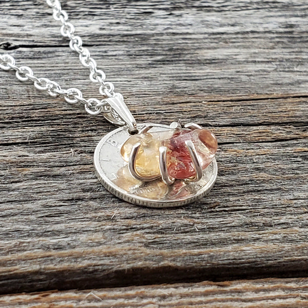 Natural Citrine Mercury Dime Necklace by Midnight Jo