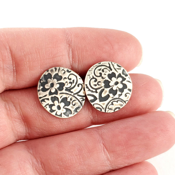 Sterling & Coin Silver Eco Chic Floral Stud Earrings by Midnight Jo