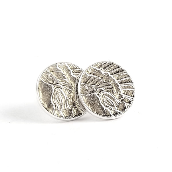 Fine Silver Incuse Indian Punch Out Stud Earrings by Midnight Jo