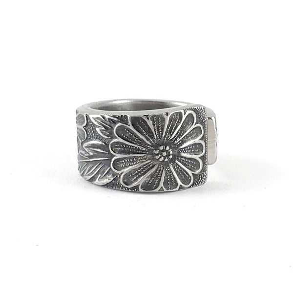 1970's Floral Lifetime Stainless Steel Spoon Ring silverware flatware unique 5th anniversary gift