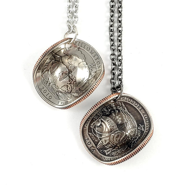 National Park Quarter Cowboy Hat Coin Necklace by midnight jo