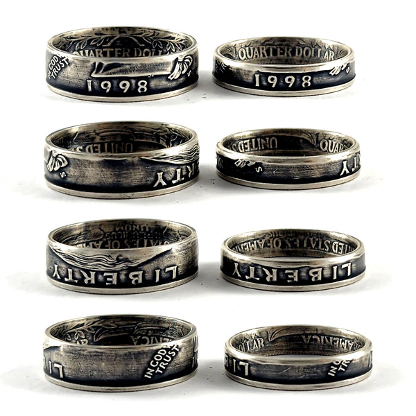 Silver 1998 Washington Quarter His & Hers 25th Anniversary Ring Set