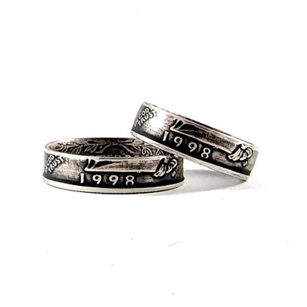 Silver 1998 Quarter coin Ring Set 25th Wedding Anniversary Gift