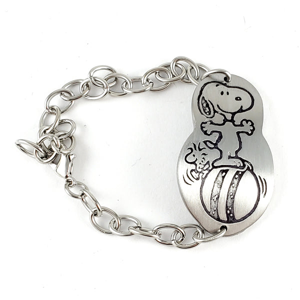Vintage Snoopy & Woodstock Balancing on a Ball Spoon Bracelet by midnight jo