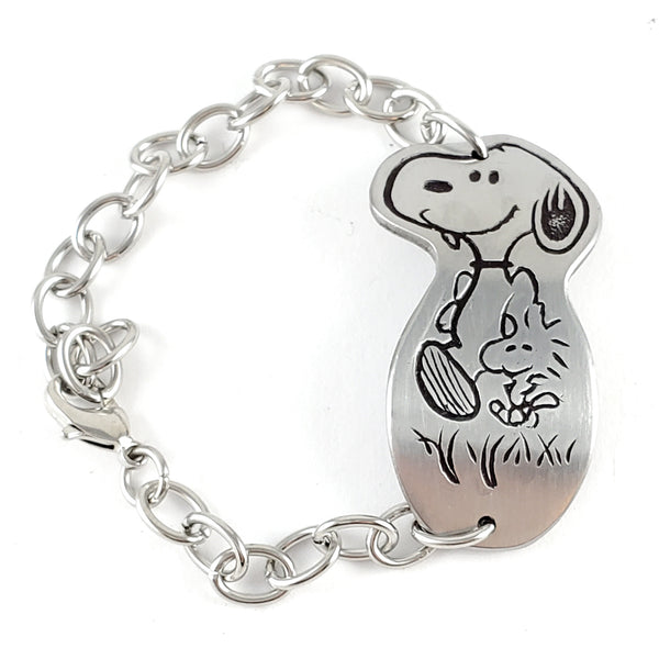 Vintage Snoopy & Woodstock Stainless Steel Spoon Bracelet  by midnight jo