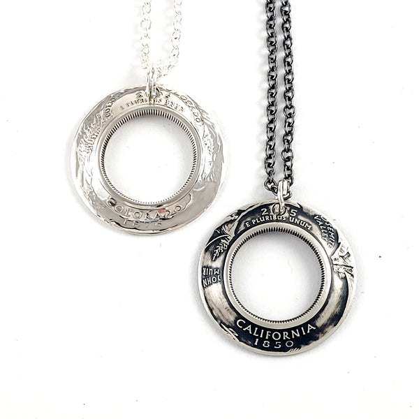 Silver State Quarter Inside Out Coin Necklace by Midnight Jo