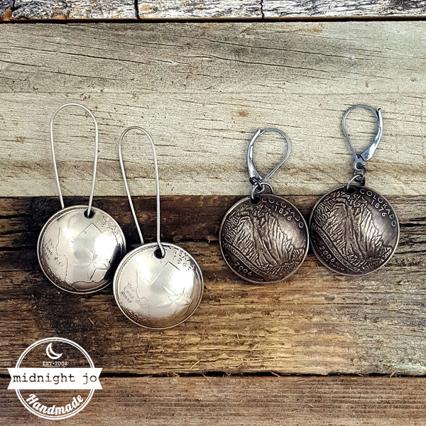 State Quarter Domed Coin Earrings