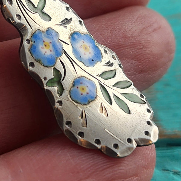 Sterling Silver Enameled Flowers Necklace Pendant by Midnight Jo