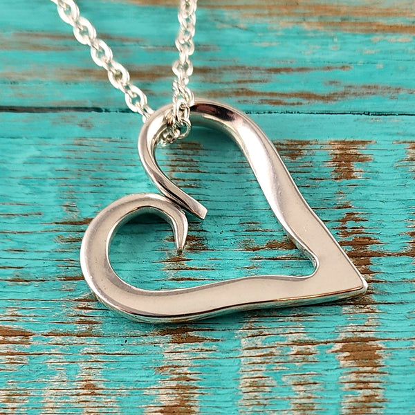 Sterling Silver Twisted Fork Floating Heart Necklace Pendant E by Midnight Jo