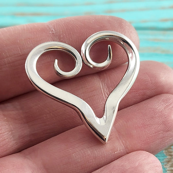 Sterling Silver Twisted Fork Floating Heart Necklace Pendant G by Midnight Jo