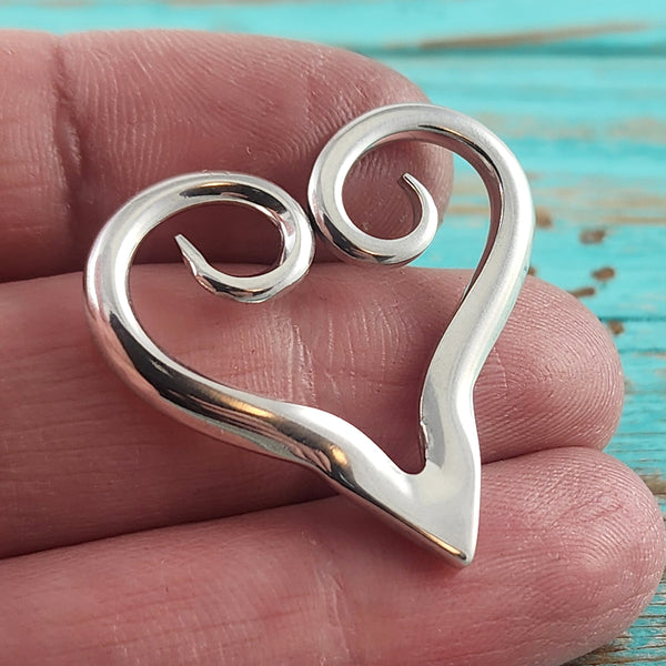 Sterling Silver Twisted Fork Floating Heart Necklace Pendant G by Midnight Jo