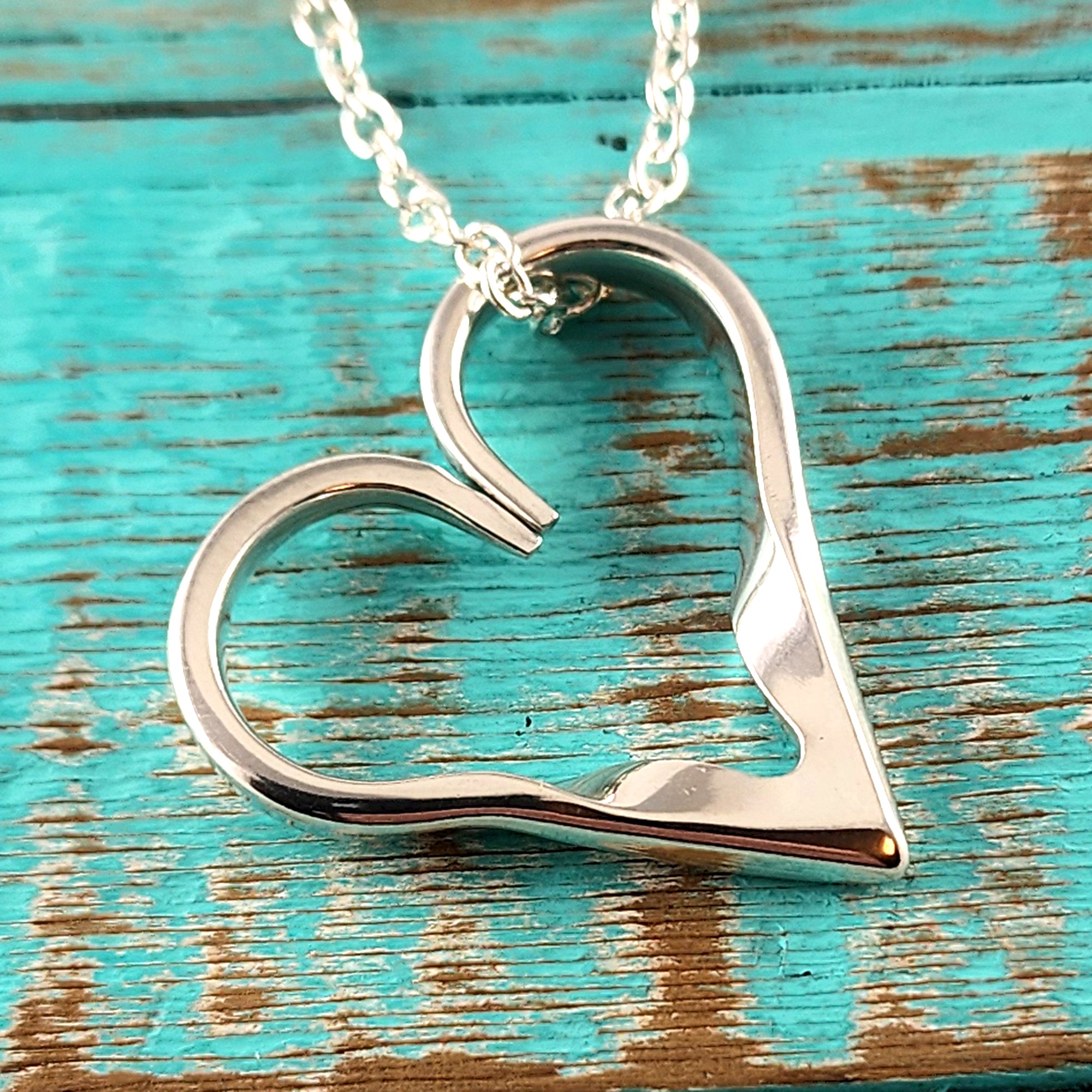 ハートシェイプPendant Silver925 Sterling Silver Twisted Fork Floating Heart Necklace Pendant H by