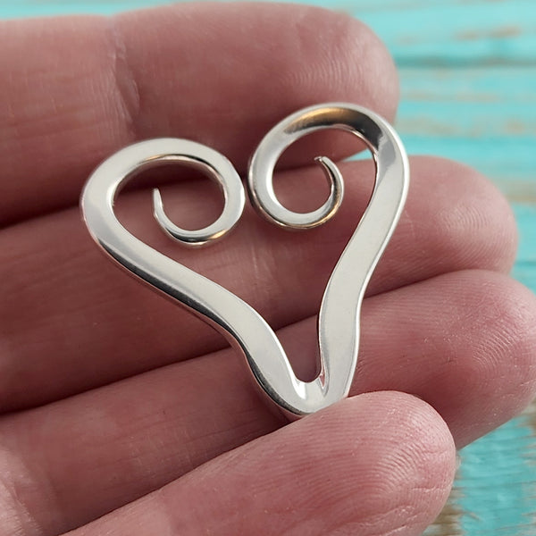 Sterling Silver Twisted Fork Floating Heart Necklace Pendant I by Midnight Jo