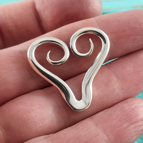 Sterling Silver Twisted Fork Floating Heart Necklace Pendant I by Midnight Jo