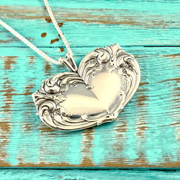 Sterling Silver Old Master Heart Necklace Pendant - Ready to ship