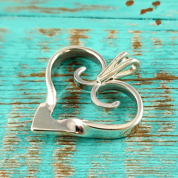 Sterling Silver Twisted Fork Heart Necklace Pendant J by Midnight Jo