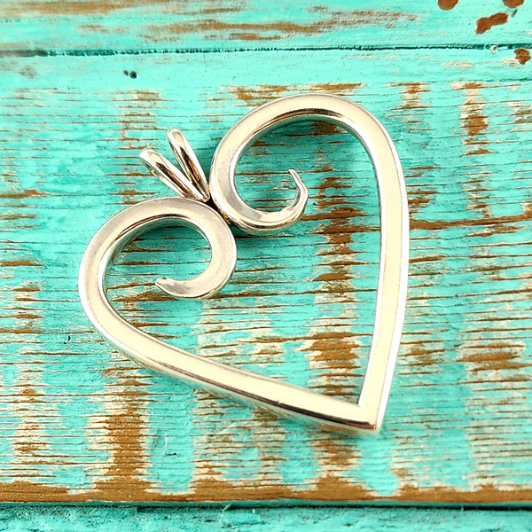 Sterling Silver Twisted Fork Heart Necklace Pendant K by Midnight Jo