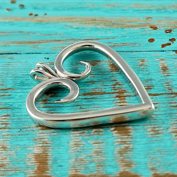 Sterling Silver Twisted Fork Heart Necklace Pendant K by Midnight Jo