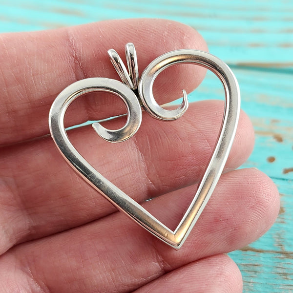 Sterling Silver Twisted Fork Heart Necklace Pendant K by Midnight Jo