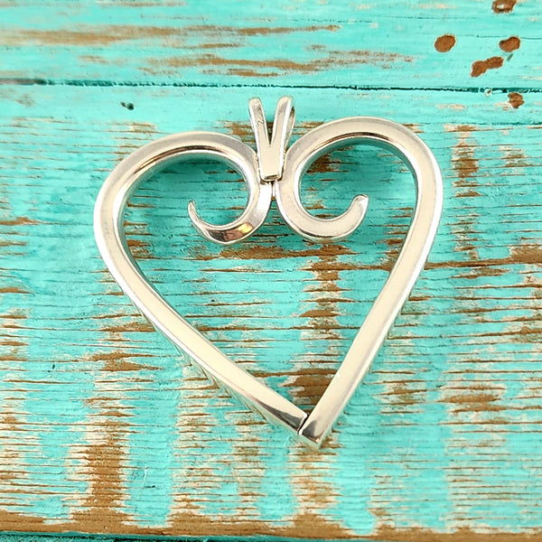 Sterling Silver Twisted Fork Heart Necklace Pendant K by Midnight Jo