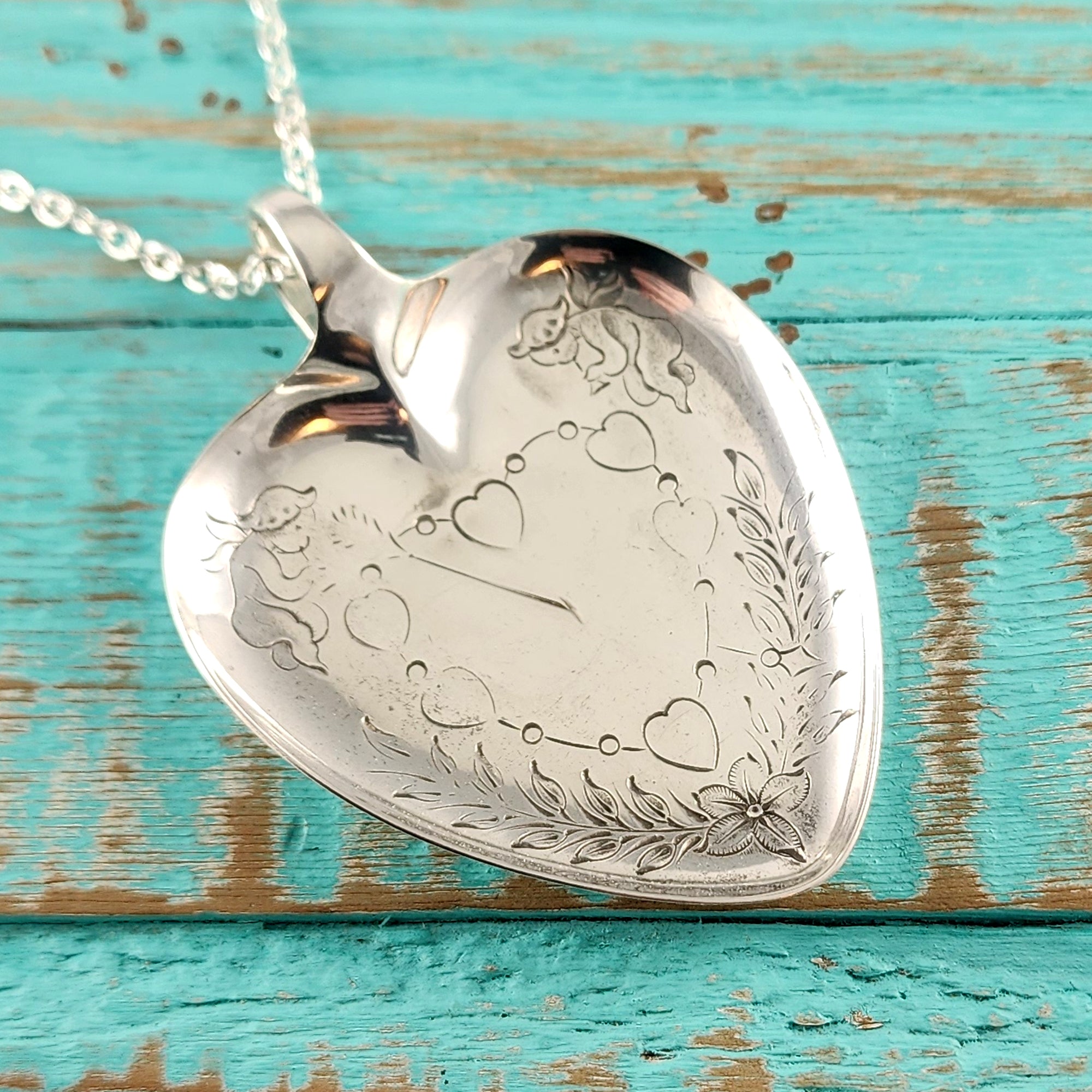 Sterling Silver Cupid's Arrow Heart Necklace Pendant by Midnight Jo