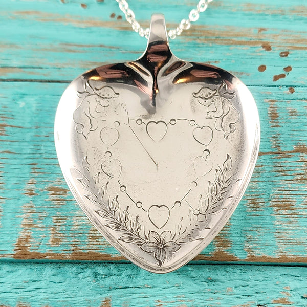 Sterling Silver Cupid's Arrow Heart Necklace Pendant