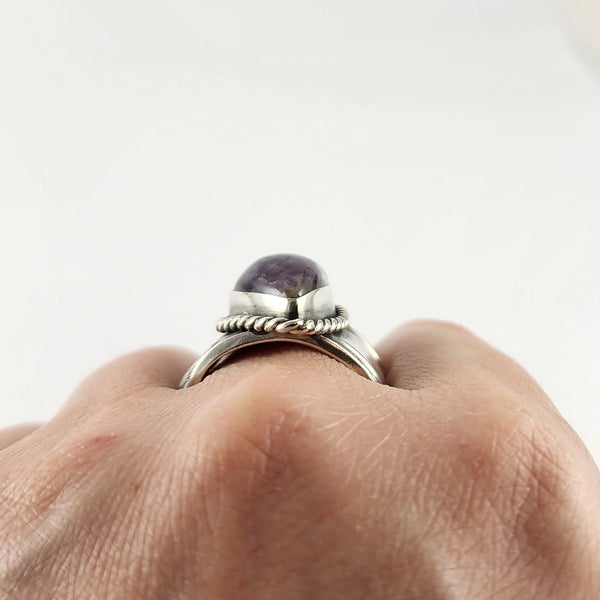 Sterling Silver Chevron Amethyst Spoon Ring Size 9 by Midnight Jo leonore manchester