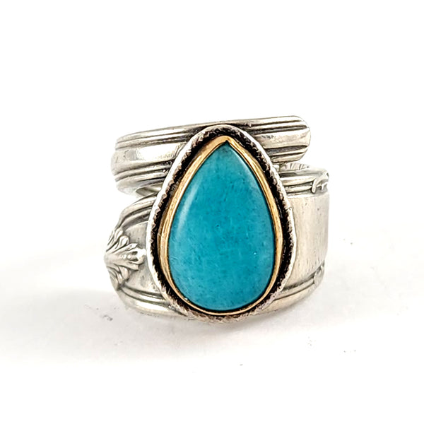 Sterling Silver Teardrop Amazonite Spoon Ring Size 5.5 by Midnight Jo leonore manchester