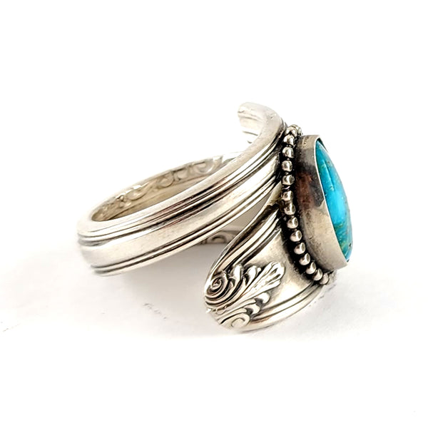Sterling Silver Turquoise Spoon Ring Size 8 by Midnight Jo