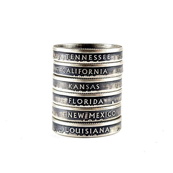 90% 1999-2008 Silver State Quarter Stacking Coin Ring - Wholesale