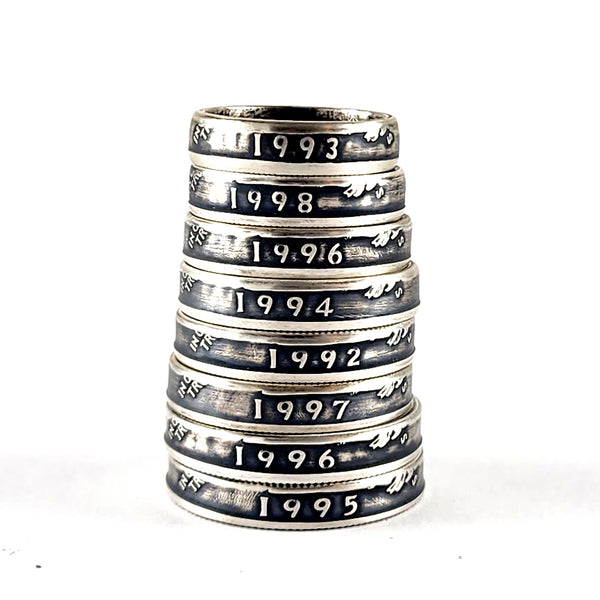 90% Silver 1992-1998 Washington Quarter Stacking Coin Ring by midnight jo