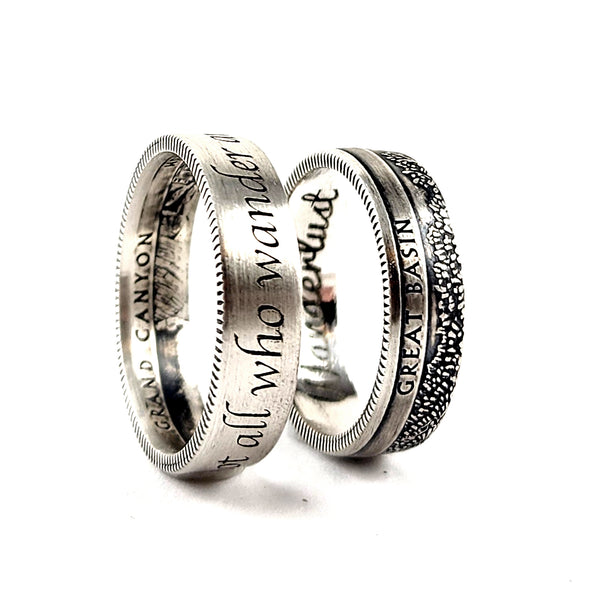 90% Silver Custom Engraved National Park Quarter Ring by Midnight Jo