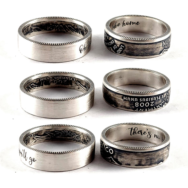 90% Silver Custom Engraved State Quarter Ring by Midnight Jo