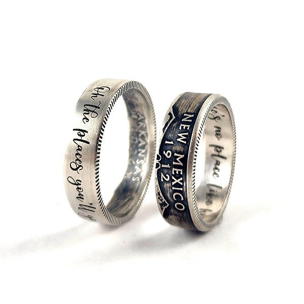 90% Silver Custom Engraved State Quarter Ring by Midnight Jo