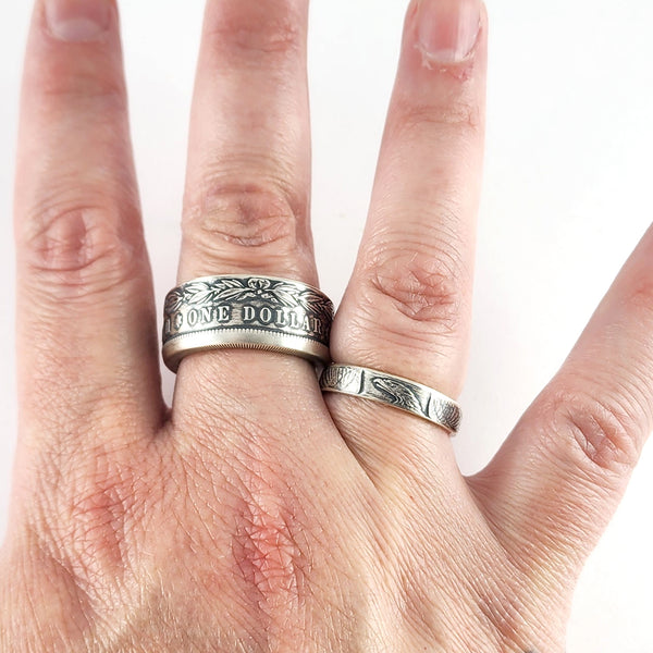 90% Silver Morgan Dollar His & Hers Coin Ring Set by Midnight Jo