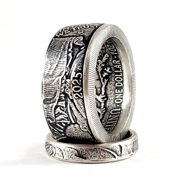 99.9% Fine Silver American Silver Eagle Dollar His & Hers Coin Ring Set ASE