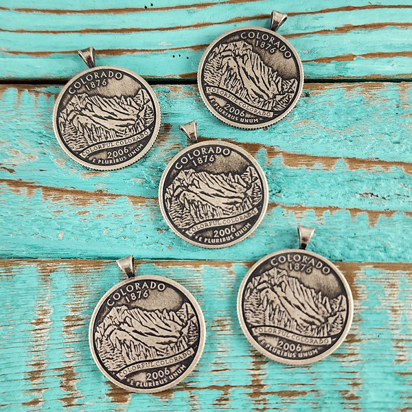 HOPE ; ink 90% Silver State Quarter Reversible Suicide Awareness Pendant - All Profits to Charity